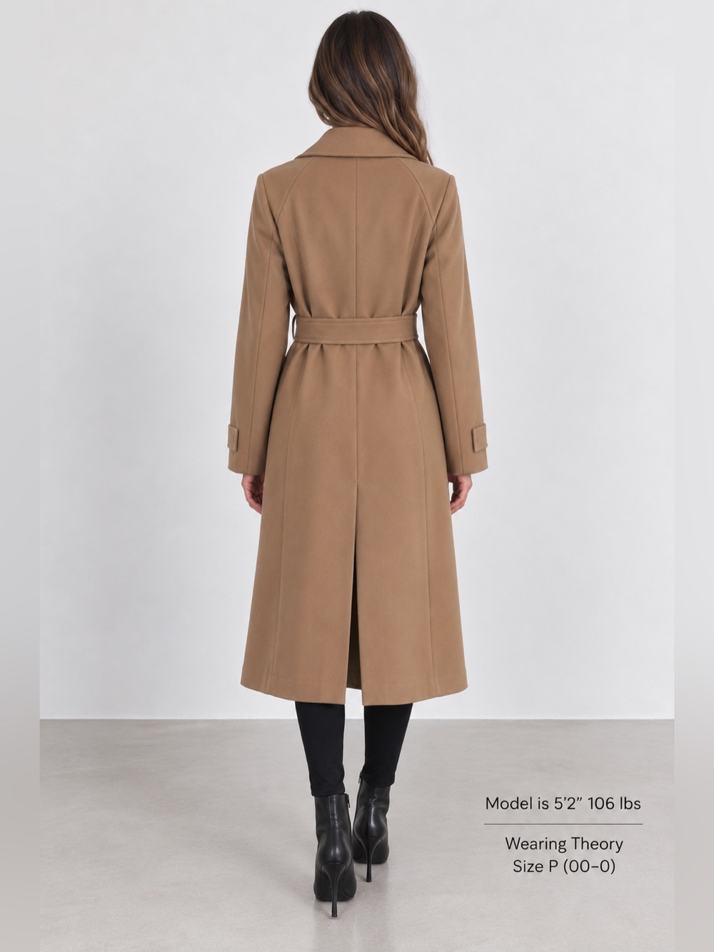 Theory Oaklane Admiral Crepe Belted Trench Coat Camel Size P XS - Picture 3 of 9